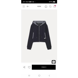미쏘 체크배색 후드집업